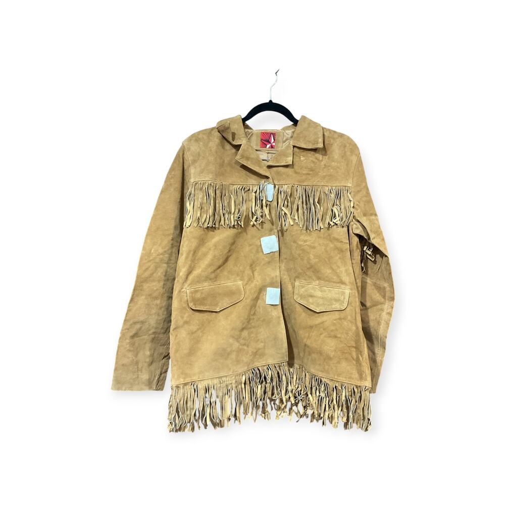 Marlboro Red Star Gear Suede Fringe Jacket Unisex Leather Large